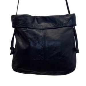 Dark blue leather crossbody bag (Preowned)